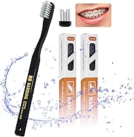 Vista 10 de Cepillo de dientes ortodóntico en forma de V para frenos, cerdas hechas en Estados Unidos, cepillo de dientes para soportes y cables, mango