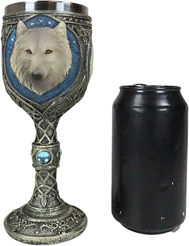 Miniatura 6 de Ebros Royal Blue Celtic Knotwork Magic Remus Grey Wolf Wine Cáliz Copa 7oz Casa Cocina y Comedor Decoración Accesorio Ceremonial Copa para Direwolf