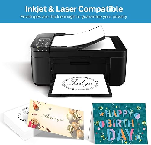 Miniatura 3 de Paquete de 200 tarjetas y sobres blancos en blanco, cartulina plegada pesada Ohuhu de 4.25 x 5.5 y sobres A2 para tarjetas de felicitación de