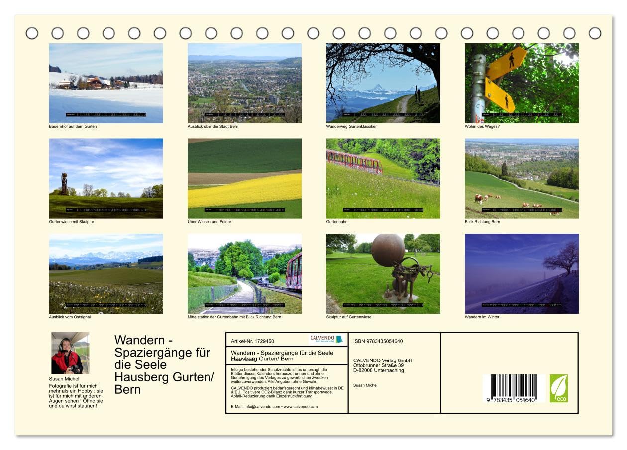 Wandern - Spaziergänge für die Seele Hausberg Gurten/ Bern (Tischkalender 2025 DIN A5 quer), CALVENDO Monatskalender: Raus aus der Stadt, ab ins Grüne (CALVENDO Natur)