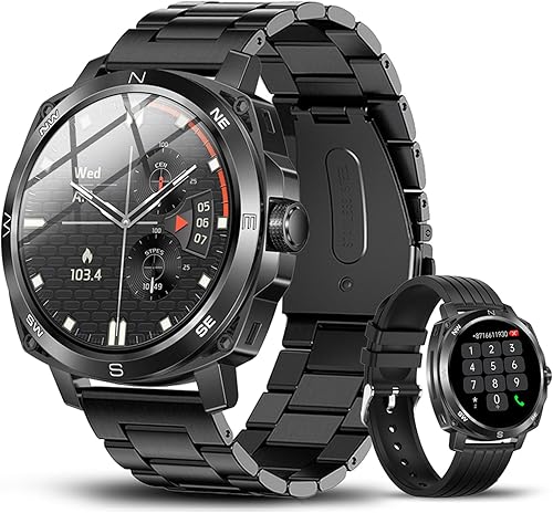 Jooeniok Reloj inteligente de negocios para hombre (respuestallamadas de marcación), 100 modos deportivos, reloj de fitness impermeable IP68 con