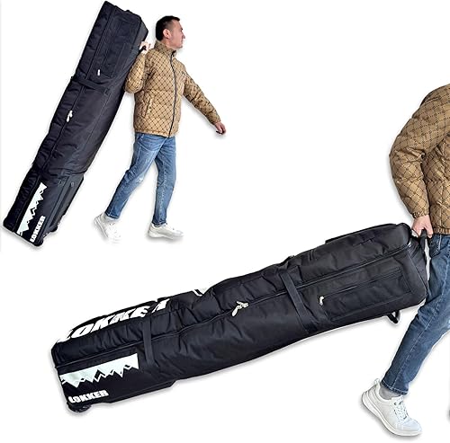 Miniatura 15 de D900 - Bolsa acolchada de snowboard con ruedas para viajes aéreos, impermeable de 71 pulgadas, gran capacidad para esquís/tablas de snowboard, Rojo