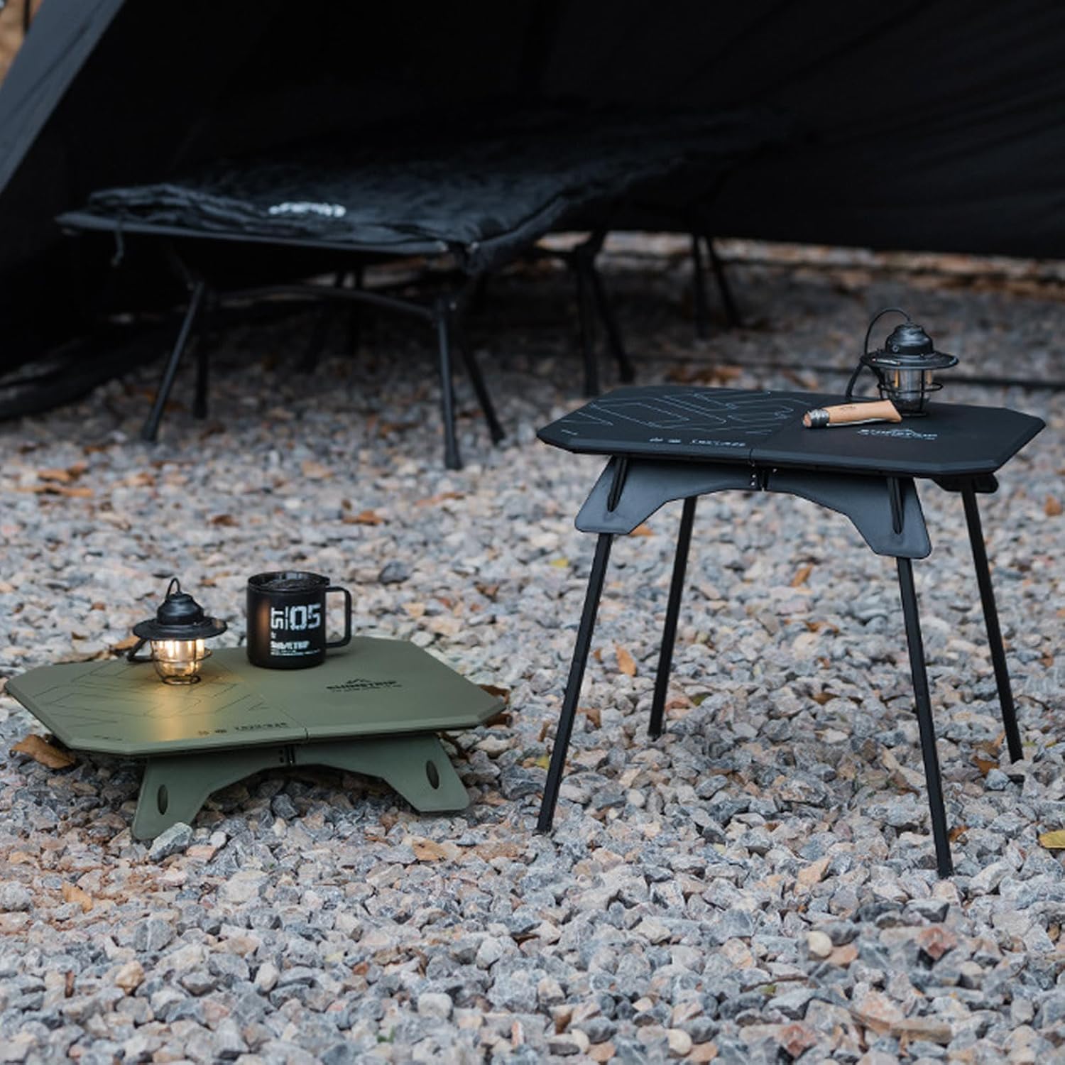 Small Folding Table Portable, Foldable Camping Table with Adjustable Height(16"/4"), Lightweight Side Table for Outdoor Picnic BBQ Beach Travel Fishing, Camping Coffee Table (Green)