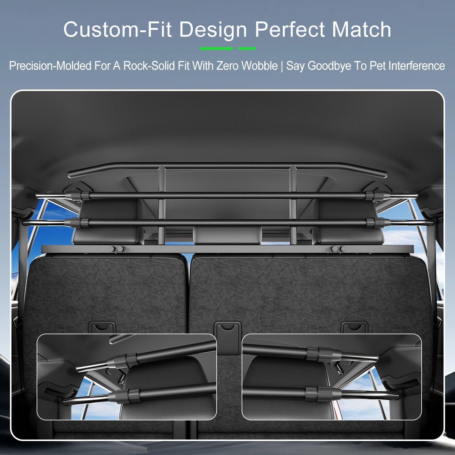 Dog Car Barrier Compatible with 2025 2026 Toyota 4Runner Trunk Cargo Pet Barrier Carbon Steel Behind 2nd Row Pet Divider Gate Replacement for 2025 2026 Toyota 4Runner Accessories