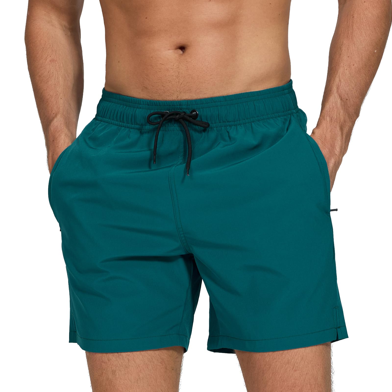 Aisprts Badehose Herren mit Reißverschlusstasche Wasserabweisend Badehosen Männer Badeshorts Herren Atmungsaktiv Mit Tunnelzug Meshfutter