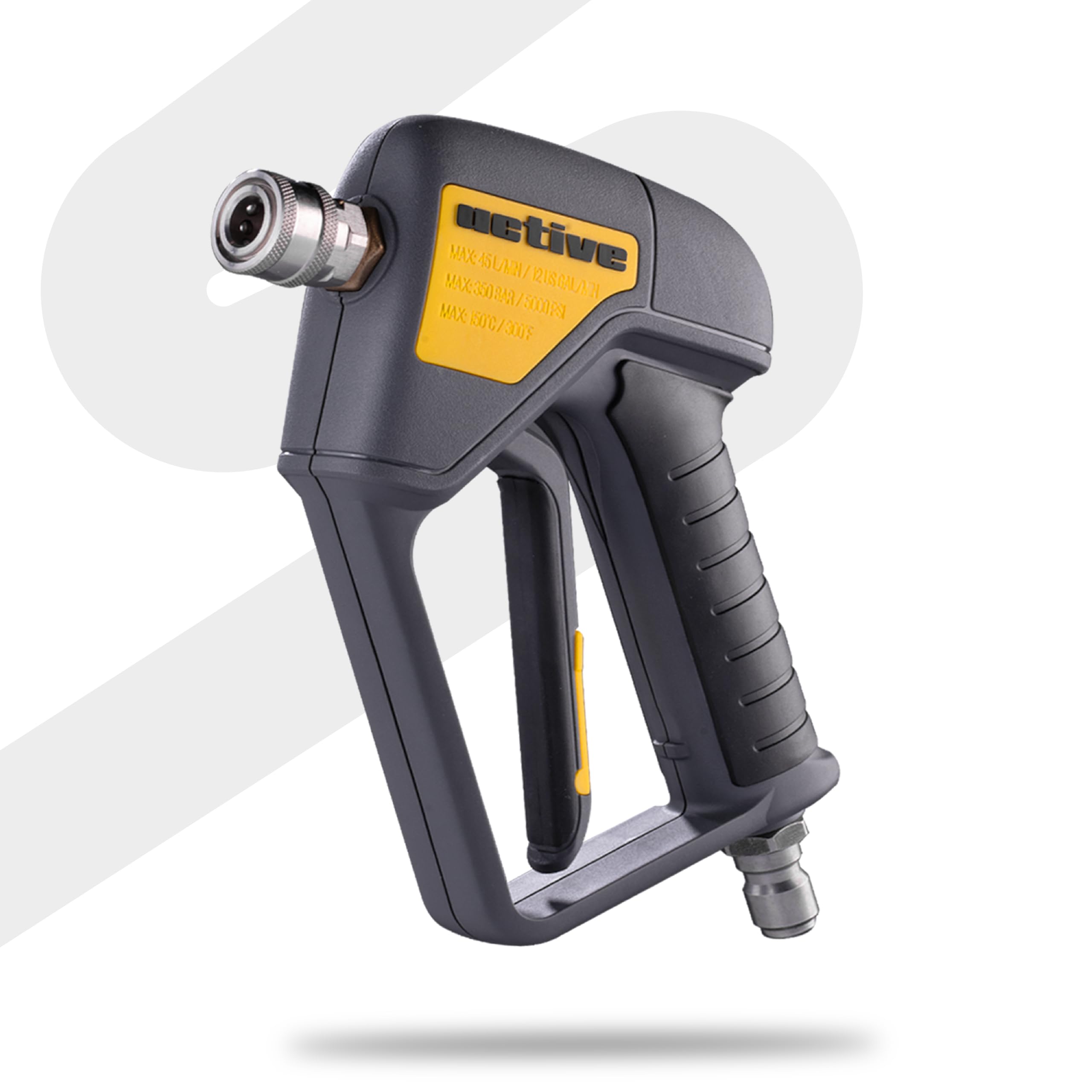 ACTIVE Premium Short Pressure Washer Gun with Swivel - Integrated 304 Stainless Swivel and 3/8" Inlet and 1/4" Outlet Quick Connects ideal for Power washer Gun for car wash and foam cannons