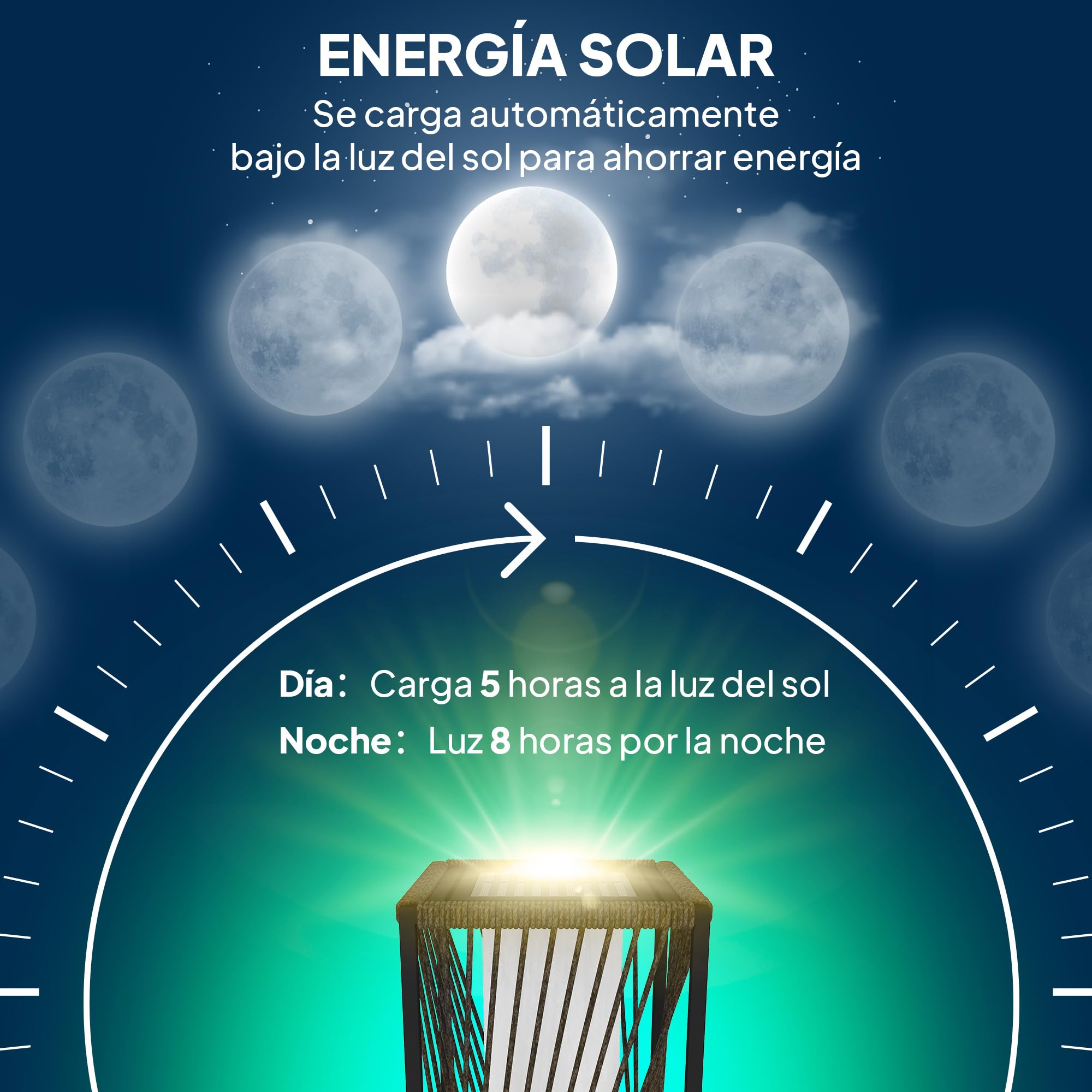 Outsunny Linterna de Jardín de Ratán Sintético Farola Solar con Luces LED Encendido y Apagado Automático Impermeable para Terraza Balcón Patio 22x22x77 cm Gris