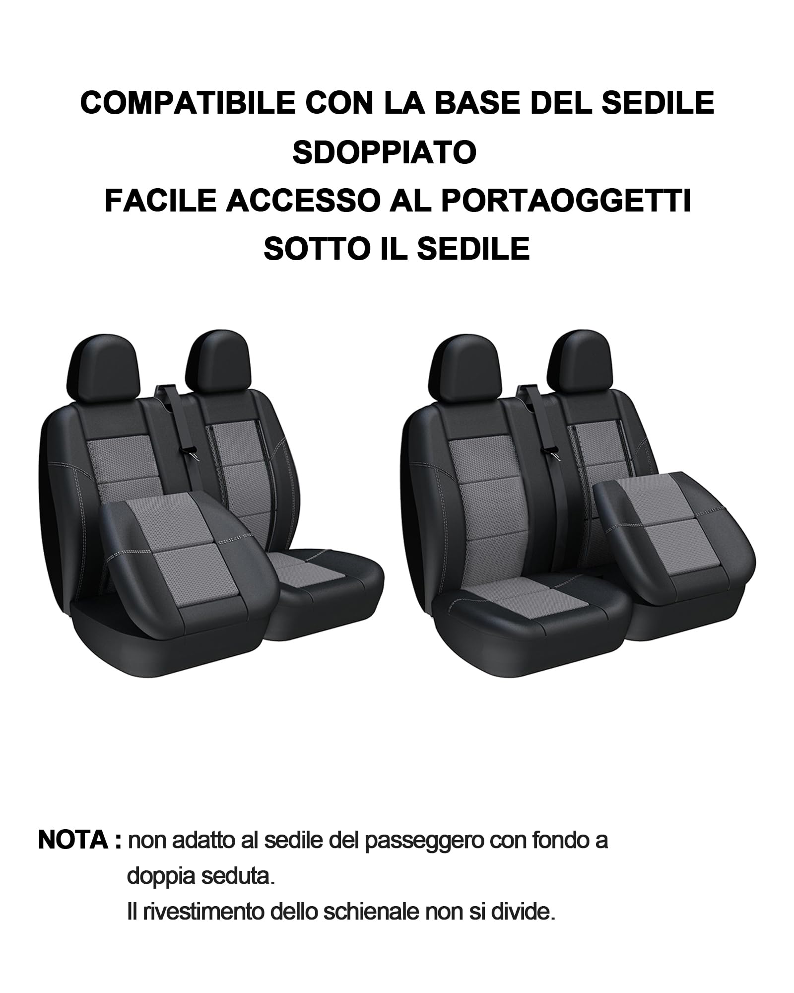 TOYOUN Coprisedili Anteriori per Auto e Furgoni a 3 posti Coprisedile Universali per Furgoni e Camion Copri-sedili Auto per Singoli e Doppi Sedile in similpelle, colore nero e grigio