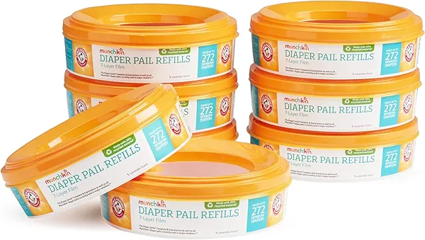 Munchkin® Arm & Hammer Diaper Pail Refill Rings, Holds up to 2,176 Newborn Diapers, 8 Pack