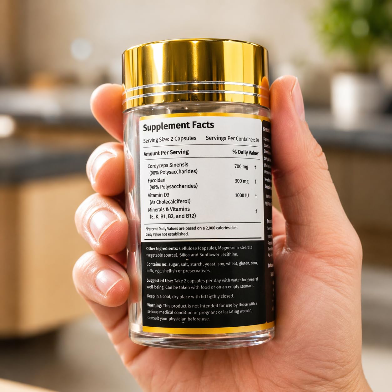 LL Supplement Cordyceps FD1000, Cordyceps Fucoidan Vitamin D, 60 Capsules — Amazon image 7