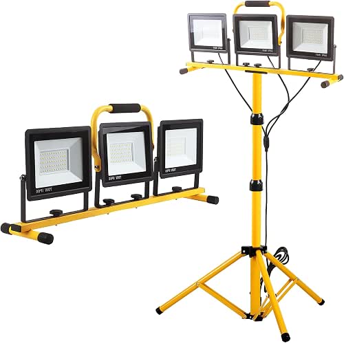22000 Lumen Work Lights with Stand, 3 Head Portable LED