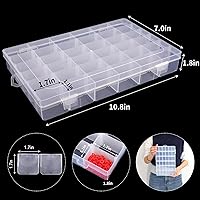 Vista 2 de OUTUXED Caja Organizadora de Plástico Transparente de 36 Cuadrículas con Divisores de Compartimentos Ajustables, Caja de Colección de Rocas