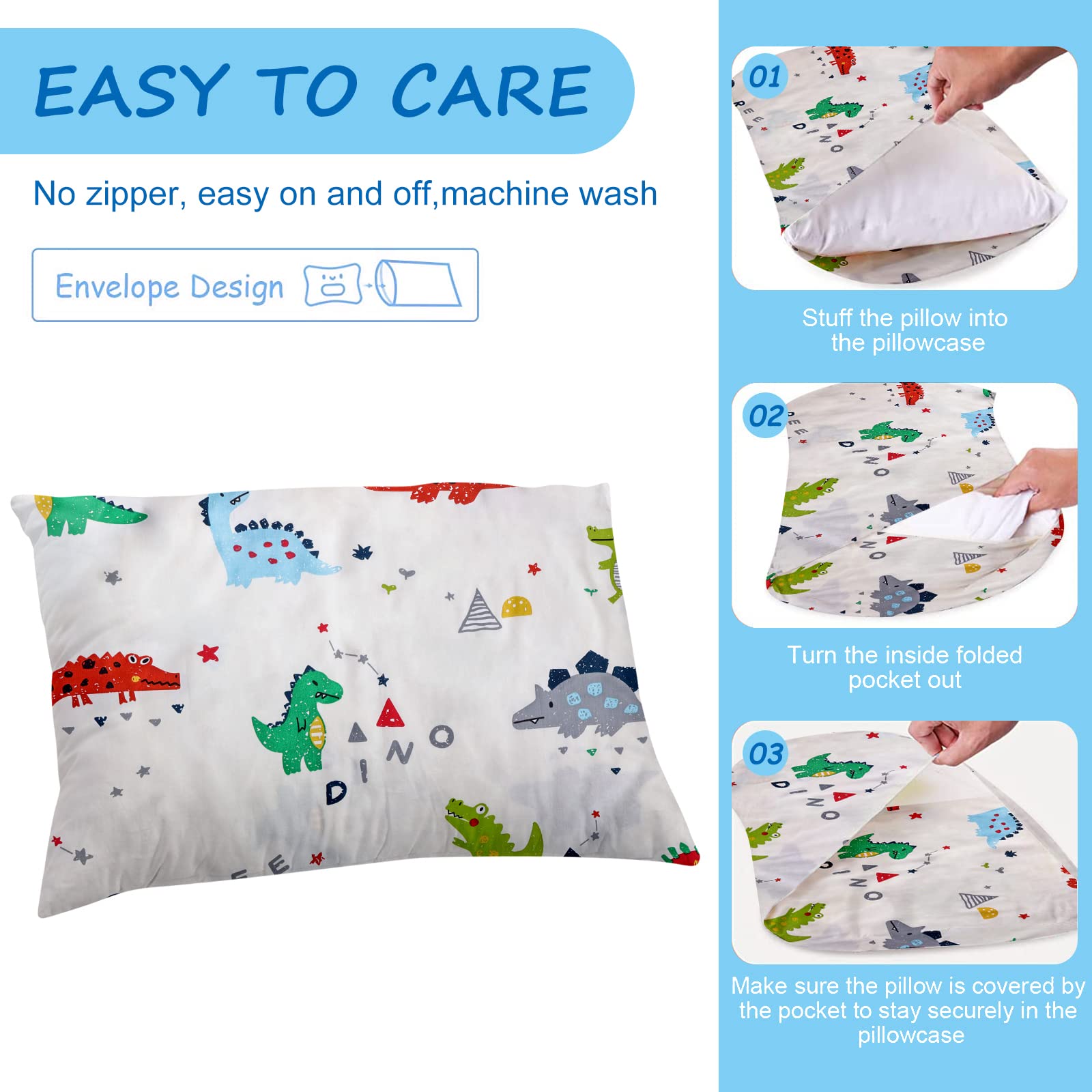 Federe Cuscino Bambini Vegena - 2 Pezzi 40x60cm, Cotone, Chiusura A Busta, Per Passeggino - Foto 10