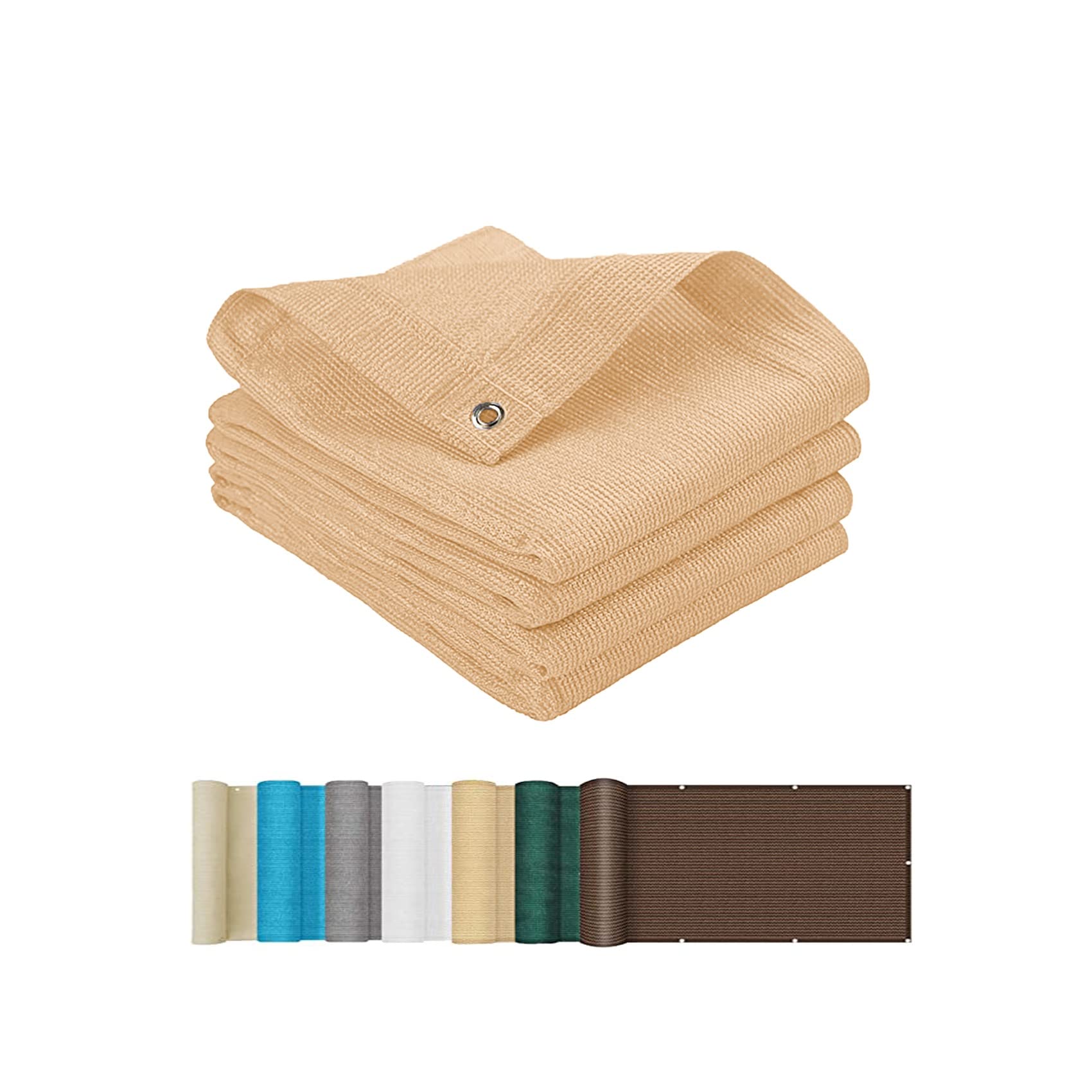 KLGFBDC Khaki Balcony Sunshade 8x8m Garden Windbreaker & Shade Net with Grommets & Ropes for Terrace Patio Outdoor Privacy & UV Protection Ideal for Gardens & Balconies