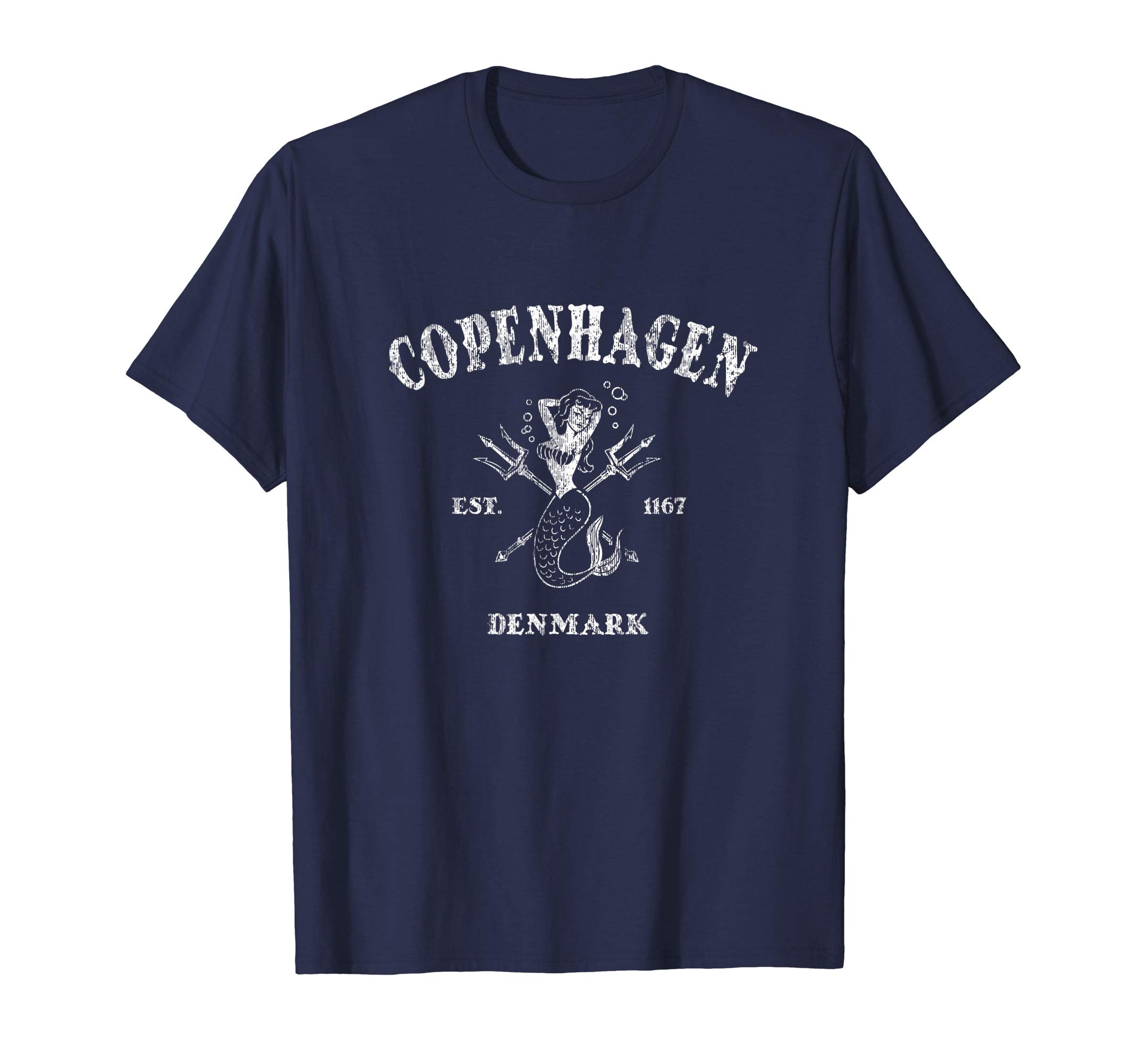 Copenhagen Denmark T-Shirt Vintage Mermaid Nautical Tee T-ShirtOEKO-TEX STANDARD 100