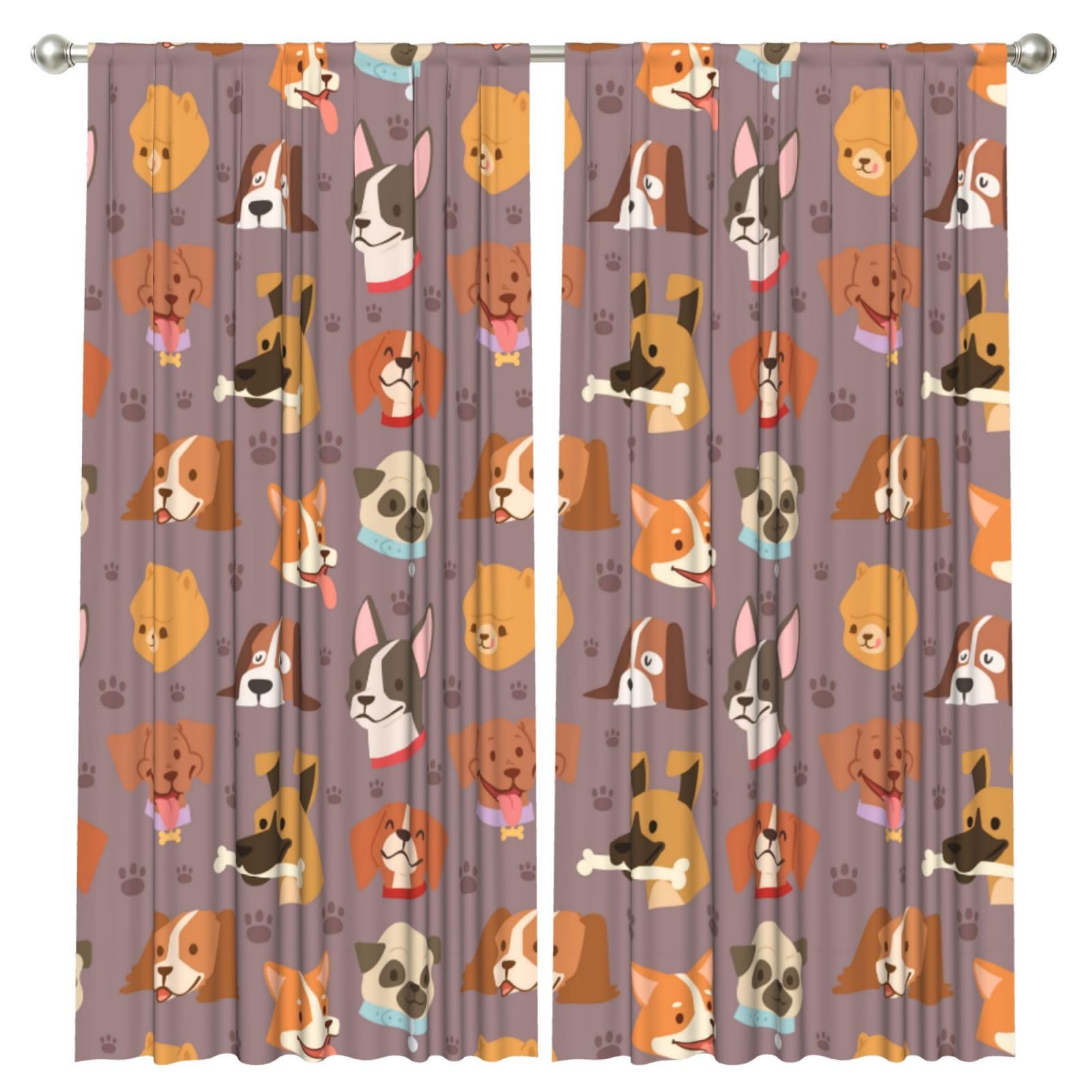 InOmak Dogs Patterns, 2 Panels Window Curtains 52 x 84 Inch Blackout Curtains for Living Room Bedroom