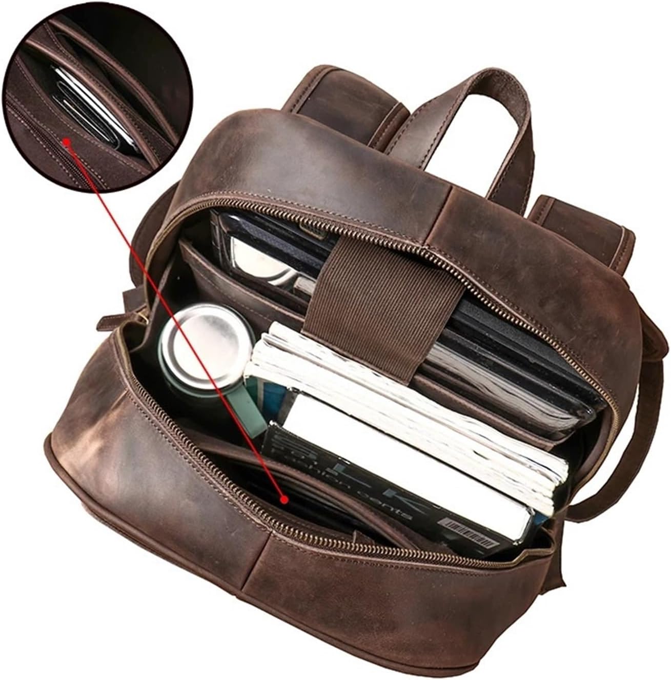 Compatible For Men's Leather Backpack Travel Large Capacity College Style Schoolbag Laptop Bag