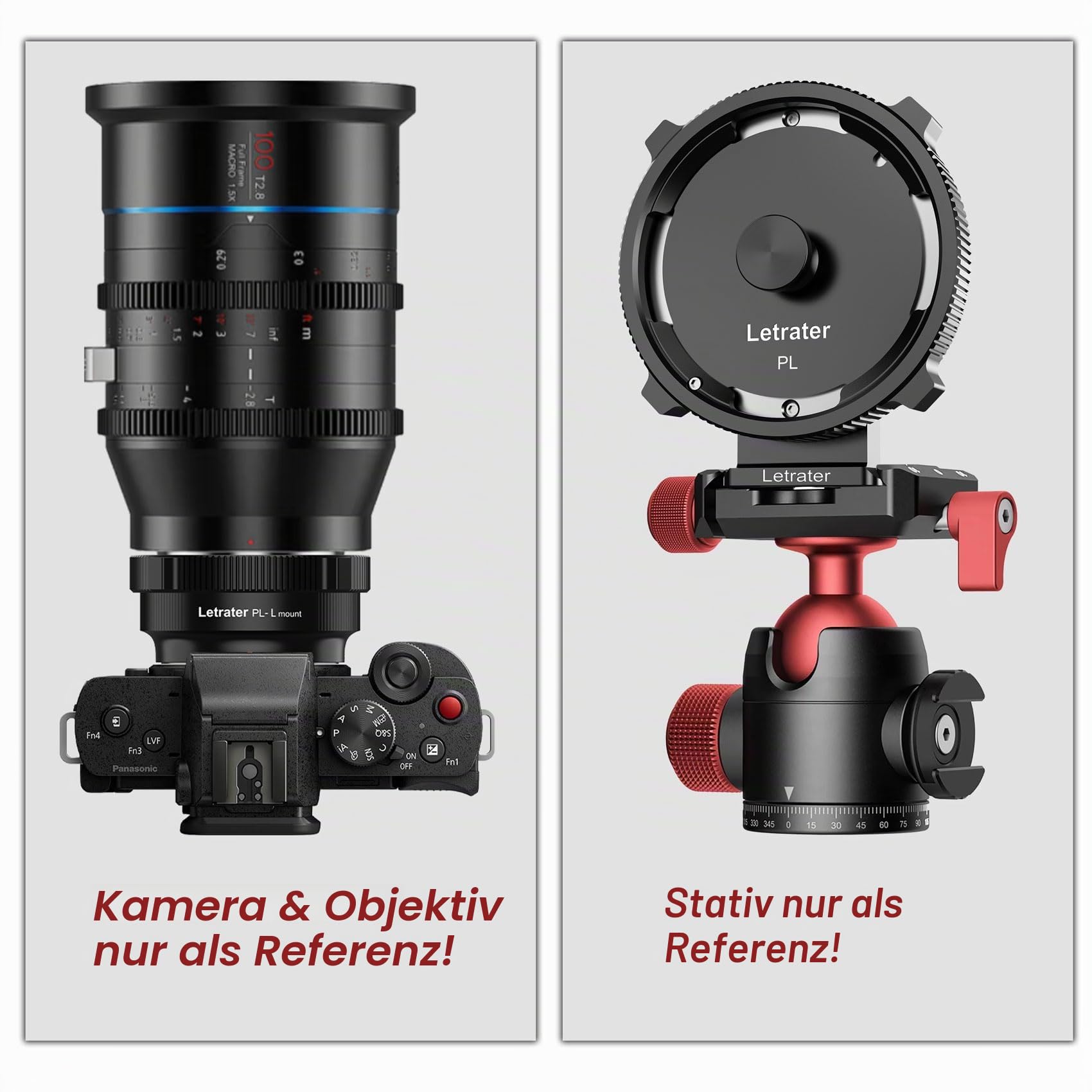Objektivadapter PL-L für PL Objektivkonverter auf L Mount Kameras- Panasonic S1 S1R S1H S5/Leica SL SL2 CL TL/Sigma FP DLSR, Mattschwarz