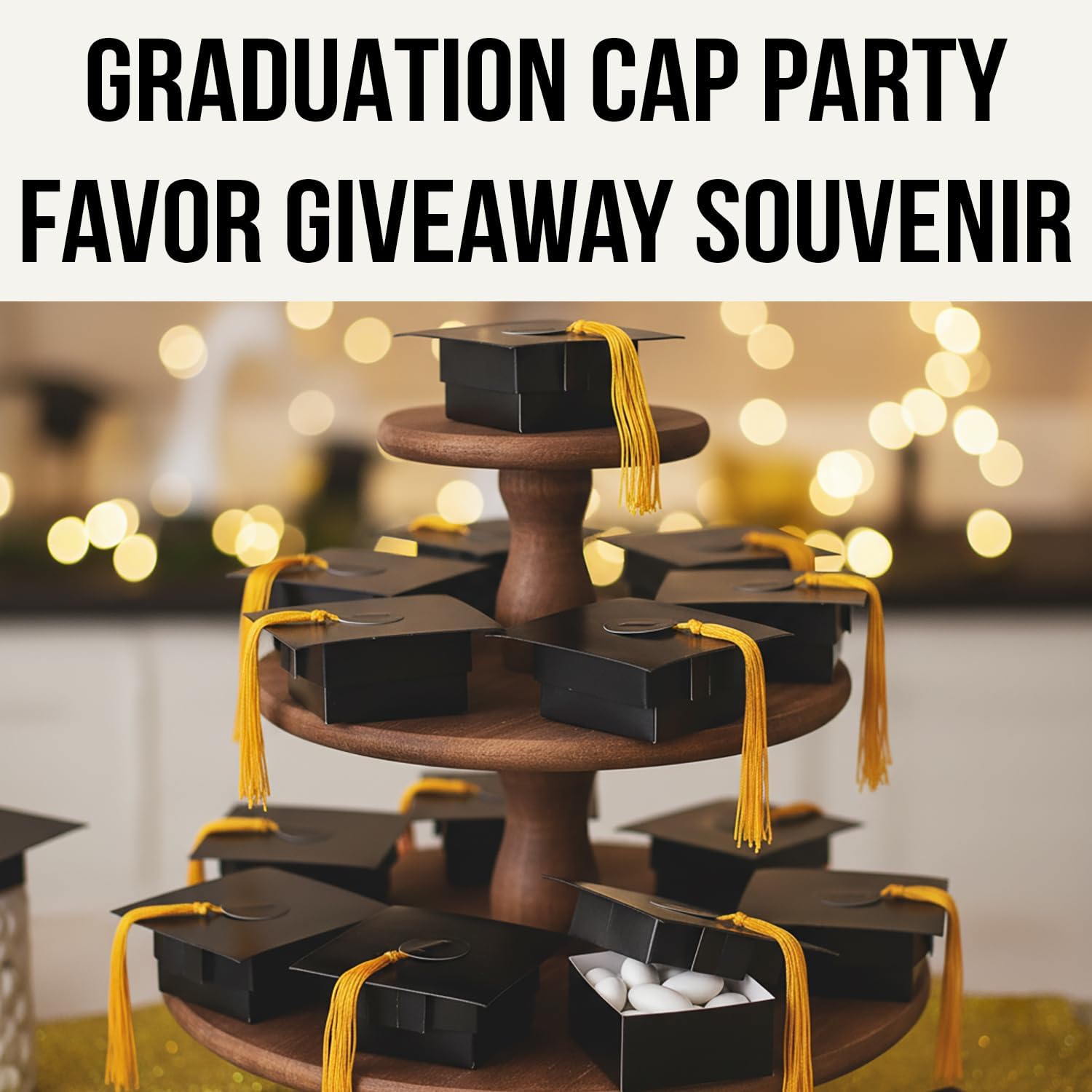Mortarboard Graduation Cap Shaped Treat Box - Set of 12 - Graduation Party Supplies