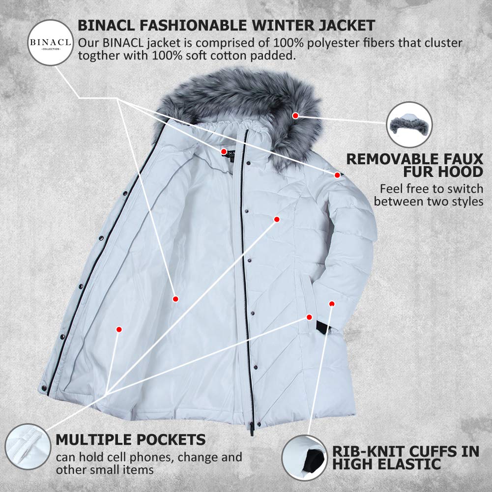 BINACL Women's Winter Warm Thicken Long Outwear Pockets Coat Parka Jacket XS-3XL