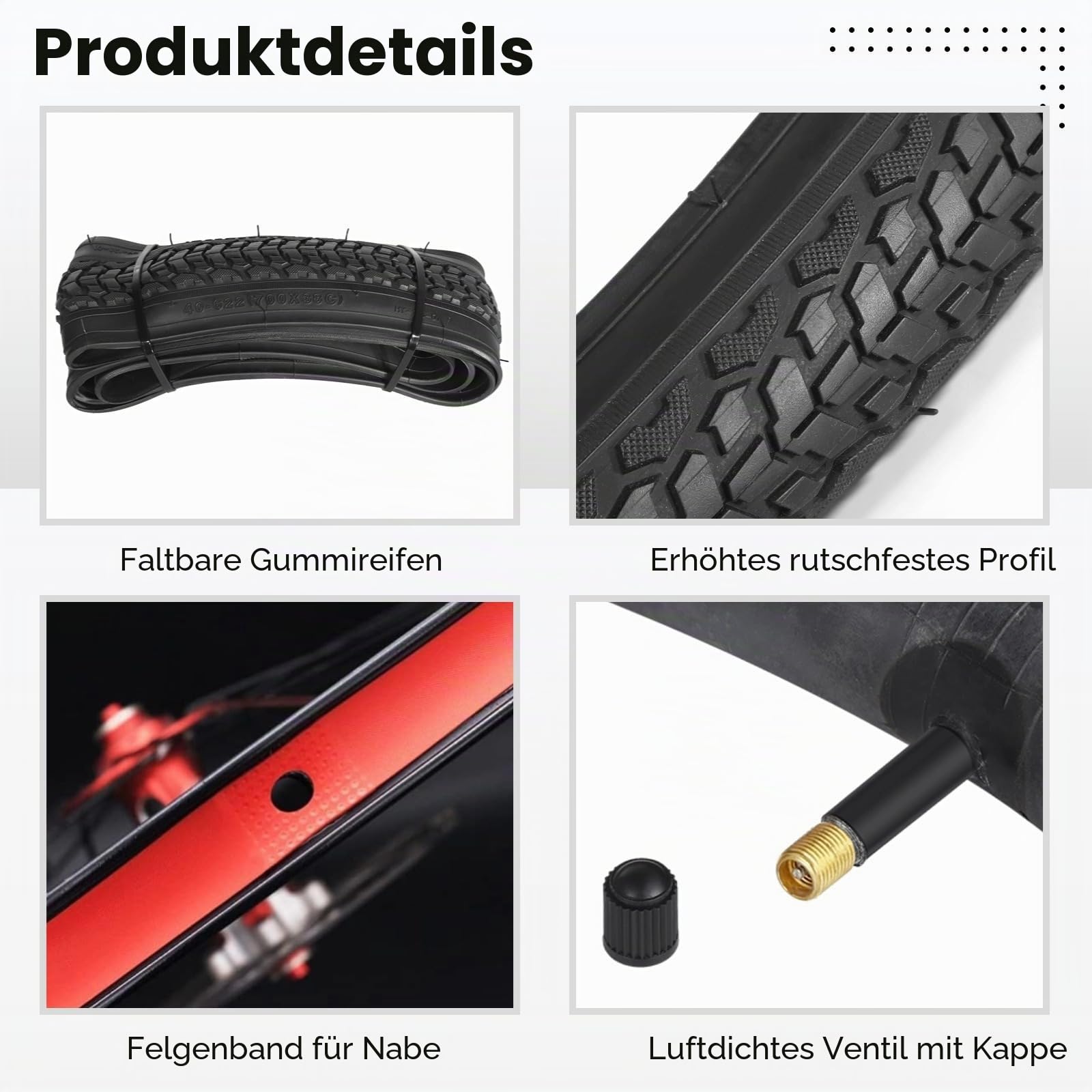 yeesport 2er Pack 700x38c Fahrradreifen 40-622 28 Zoll Faltreifen mit Schläuchen A/V 48mm Gravel Reifen 28x1.50 fahrradmantel 28 Zoll Fahrrad Reifen 28zoll für Asphalt Beton Urban Rural