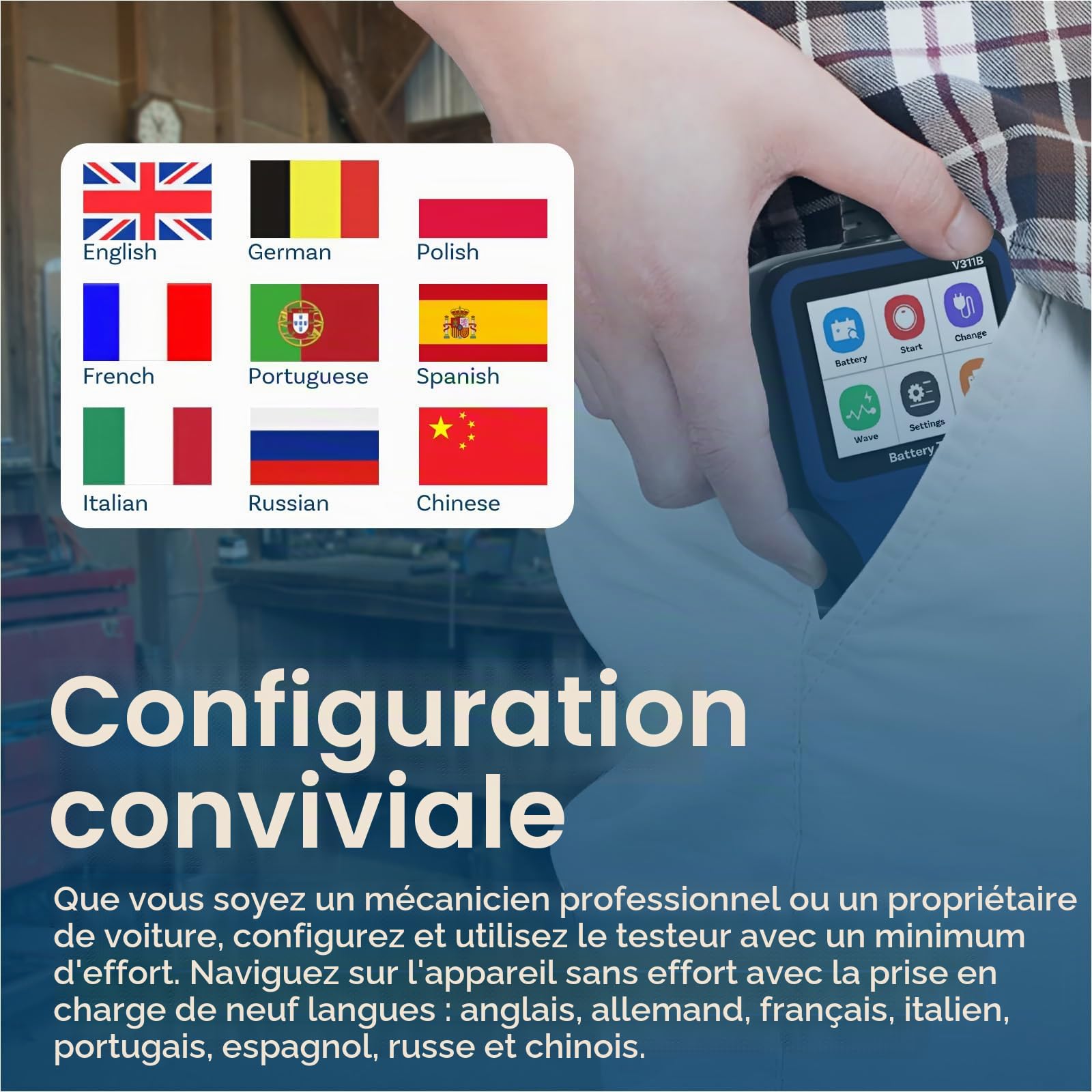 Testeur Batterie Voiture par MMOBIEL – Upgraded 12V Testeur de Batterie et Alternateur avec Écran Couleur – 100-2000 CCA Test de Charge - Santé Batterie, Démarrage et Charge Vérification pour Voiture