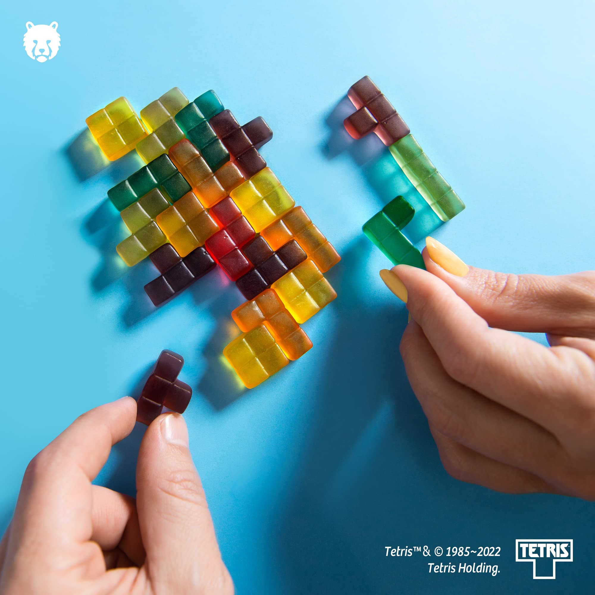 Powerbeärs Gamer Gummies - 50x20g Gummibärchen in Tetris-Formen - Gummibären mit 20% Fruchtsaft und Vitaminen, 8 fruchtige Geschmacksrichtungen