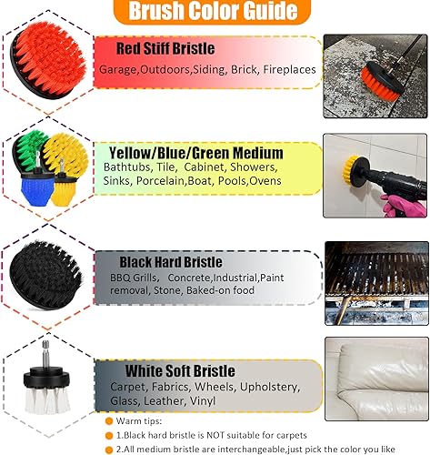 Miniatura 3 de Juego de 30 cepillos de taladro, kit de cepillos para taladro, incluye almohadillas para fregar, esponja, accesorio extendido, juego de accesorios