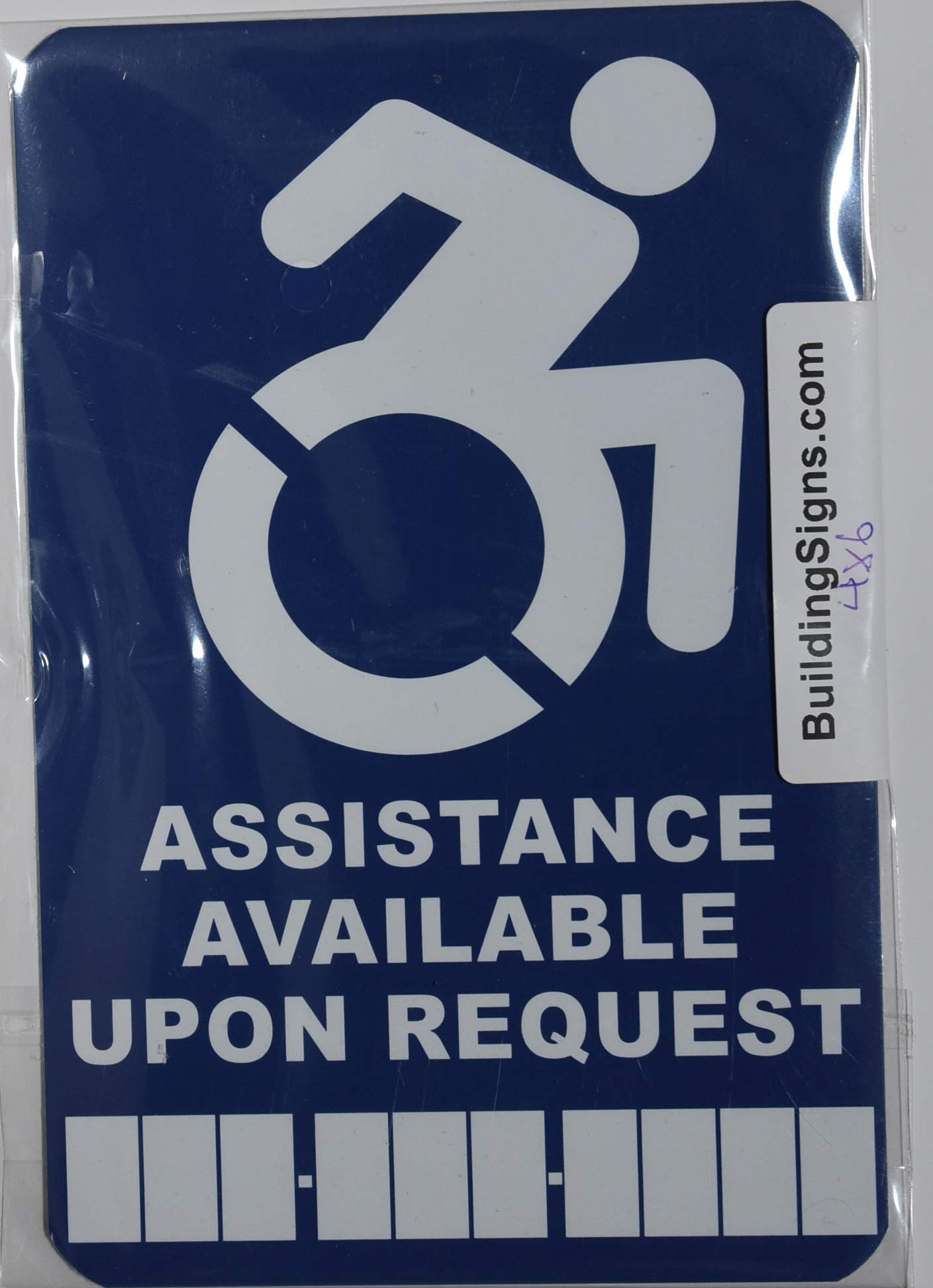 Assistance Available Upon Request Sign With Phone Number (White/Blue,Aluminium, 4X6, Double Sided Tape)-The Pour Tous Blue Line