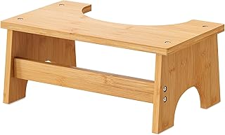 Toilet Stool Poop Stool for Bathroom Squatting Bamboo Toilet Stool Anti-Dumping Anti-Slip Toilet Stool Toilet Potty Step Stool for Adult and Elders Portable Sturdy 350 lbs Capability(S)