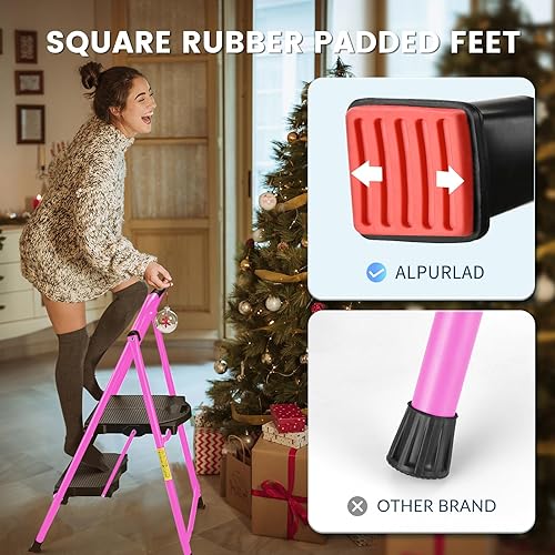 Miniatura 5 de ALPURLAD Escalera escalonada extra grande y ancho de 2 escalones, taburete plegable personalizado que pasó 800 libras de prueba de EE. UU.,