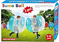 Vista 10 de SUNSHINE-MALL 2 bolas de sumo para niños, juguetes de rebote de parachoques, bolas de sumo para niños, pelota de juego de césped para niños al aire
