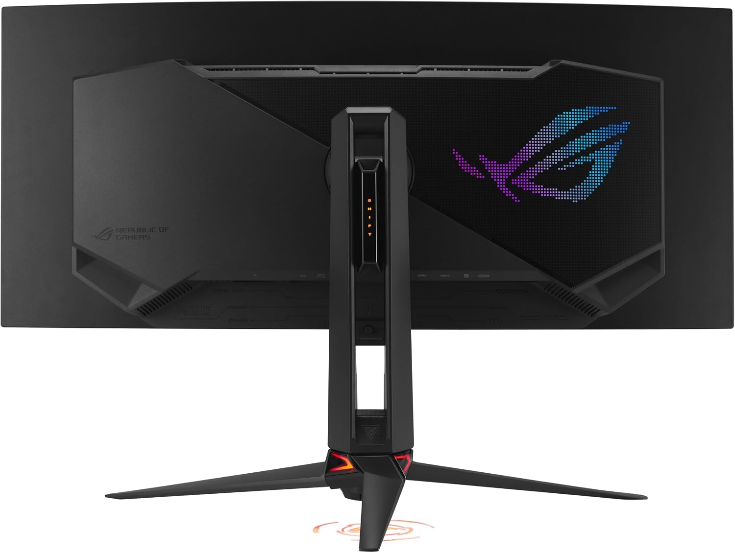 Rear view of the ASUS ROG PG34WCDN monitor showing input ports