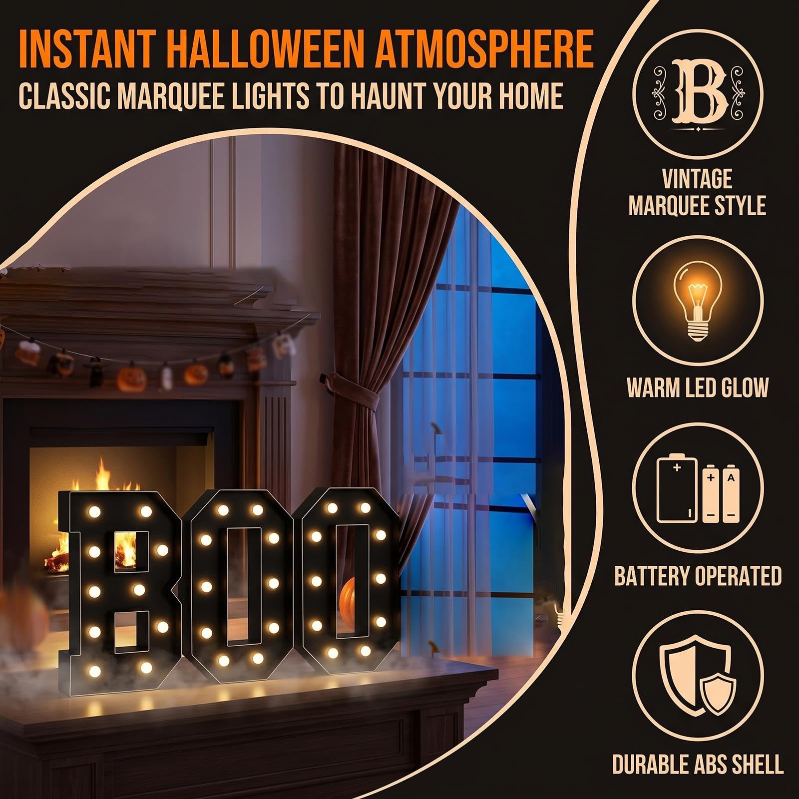 2,3/3,3/4FT BOO Znak Podwórkowy Namiot Literą, LED Halloween Outdoor Decora