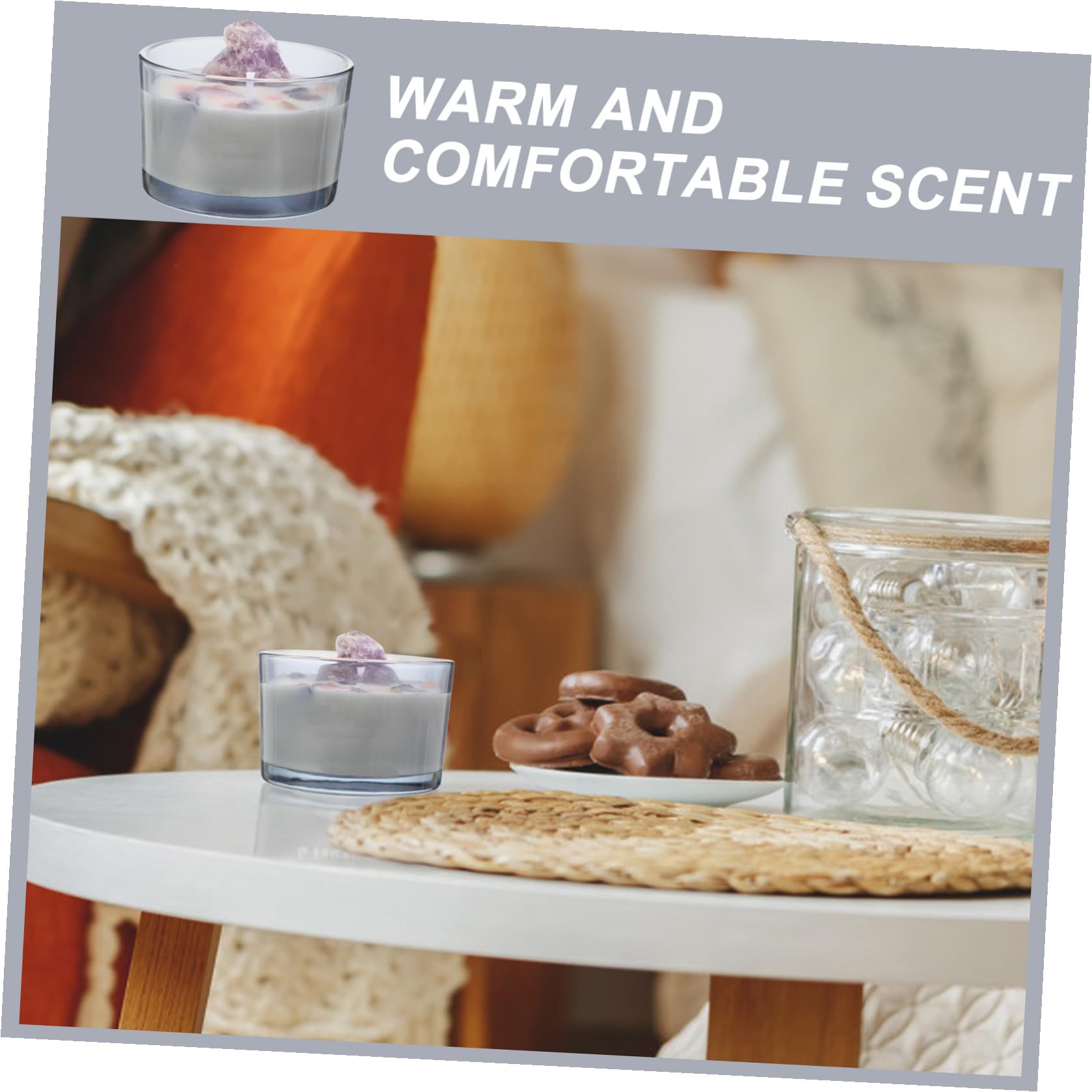 VALICLUD Vela Aromática Decorativa de Aromaterapia Hecha a Mano en Vaso de Vidrio Piedra de Cristal para Relajación y Ambiente Cálido en Sala de Estar