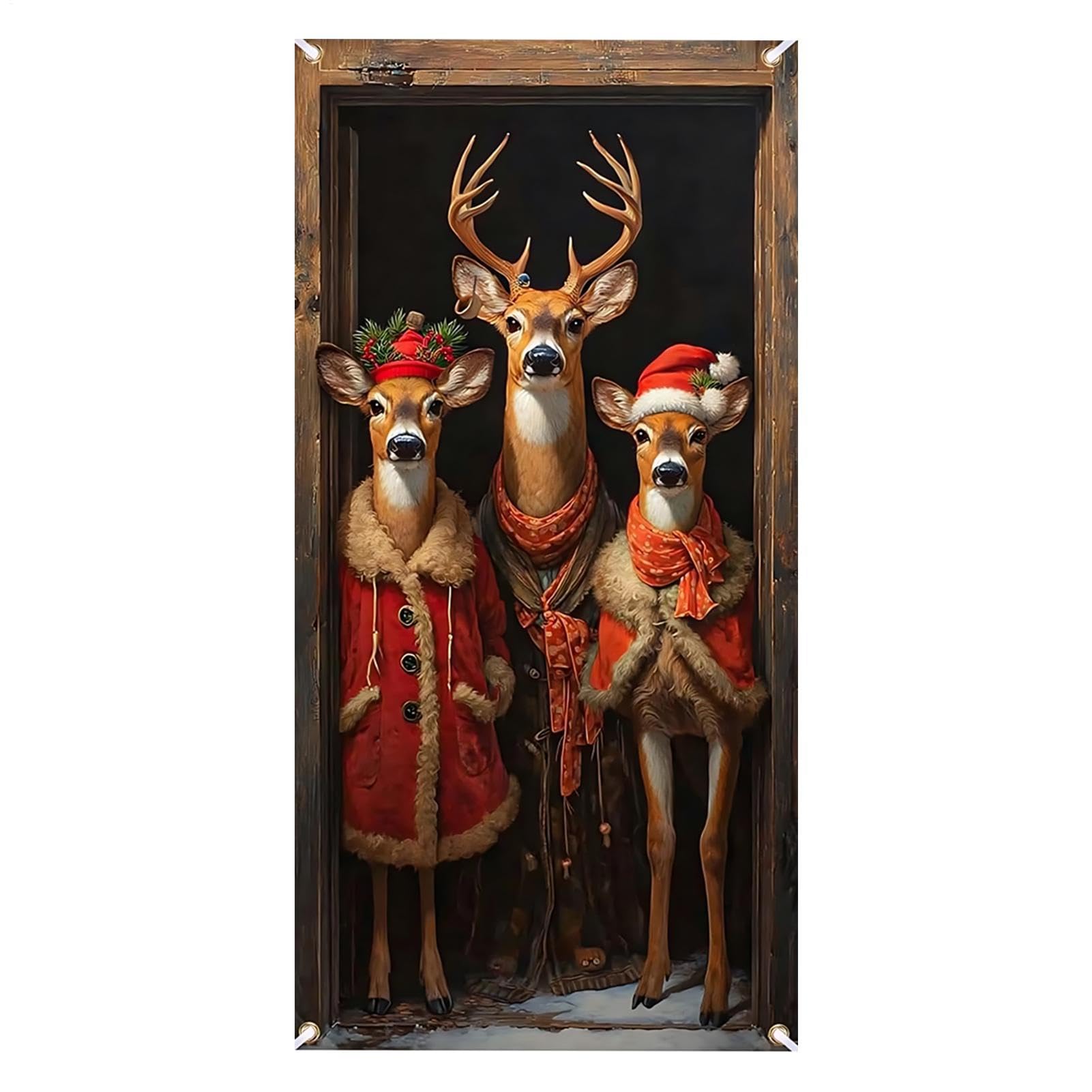 Weihnachtstürabdeckung, 90 x 180 cm, 2D, flach, Feiertagsdekoration | Weihnachtstür Hintergrund Banner für Wohnung, Bauernhaus, Wohnzimmer, Spielzimmer, Fotografie, Urlaubsparty