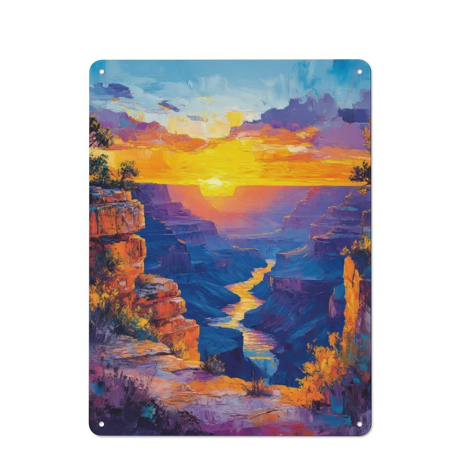Junmoney Style-14 Garage Style Metal Wall Sign 40X30cm Featuring Grand Canyon Sunset, Garage Wall Decor For Garage, Hobby Room, Office Or Man Cave