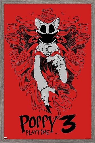Trends International Poppy Playtime: Capítulo 3 - Póster de pared ahumado, 34 pulgadas de largo x 22.4 pulgadas, versión enmarcada en madera de