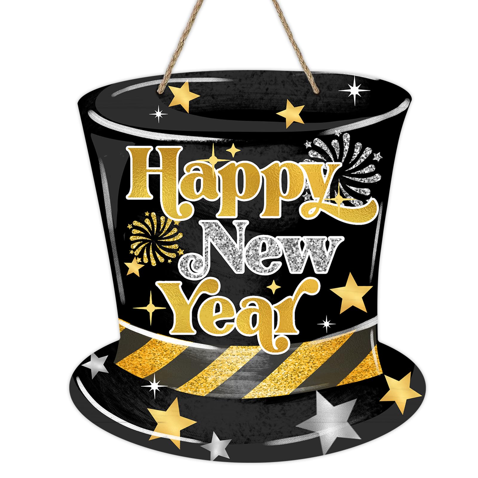 Amazon.com: Deroro Happy New Year 2026 Hat Front Door Sign, Black