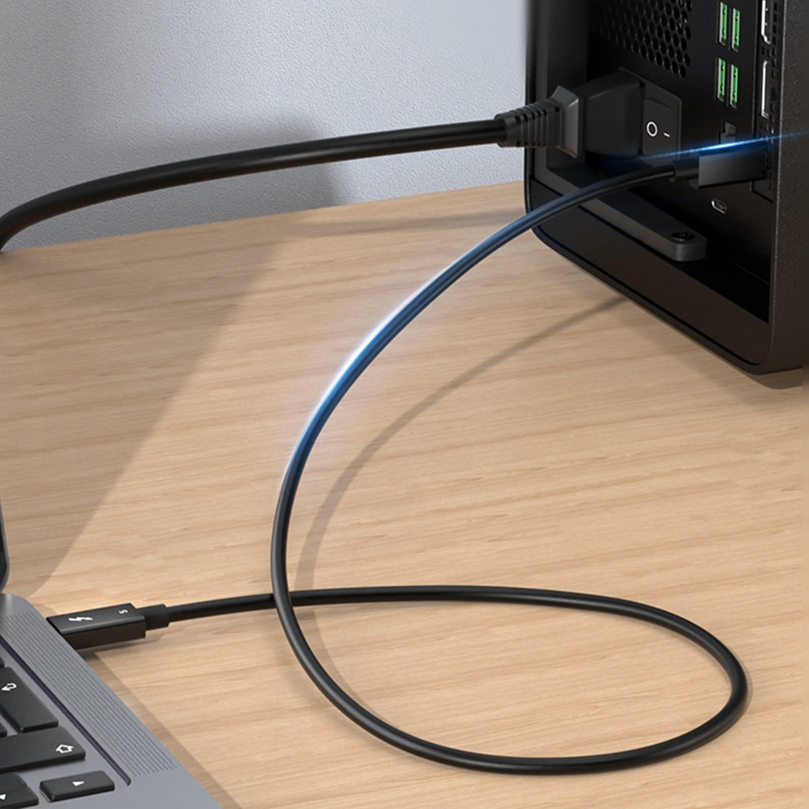 Câble de données Thunderbolt5 120 Gbit/s - Transfert rapide - Prend en charge l'extension double écran 8K 60 Hz et jusqu'à 540 Hz - Rafraîchit R