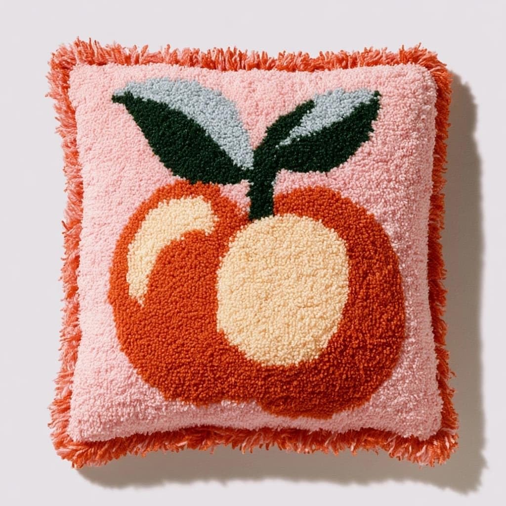 Taxpy DIY Latch Hook Pillow Kit,Peach 43 X 43 Cm