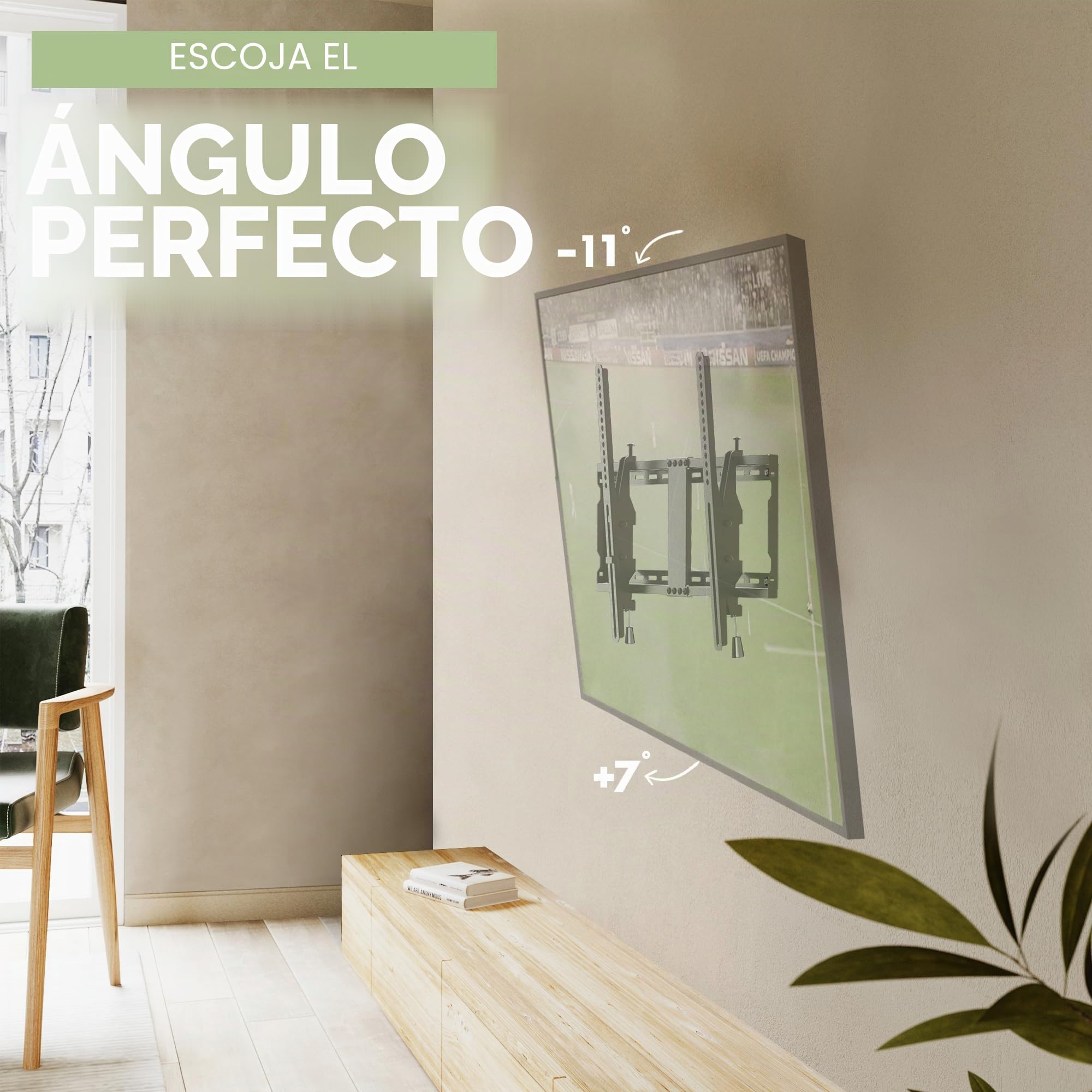 Soporte de Pared para TV de 32"-85" LED/LCD/Plasma TV Extensible Inclinable - Carga Máx. 50 kg - VESA Máx. 600x400mm