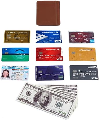 KALMORE Genuine Leather Front Pocket Slim Wallet Credit Card Holder with ID Window