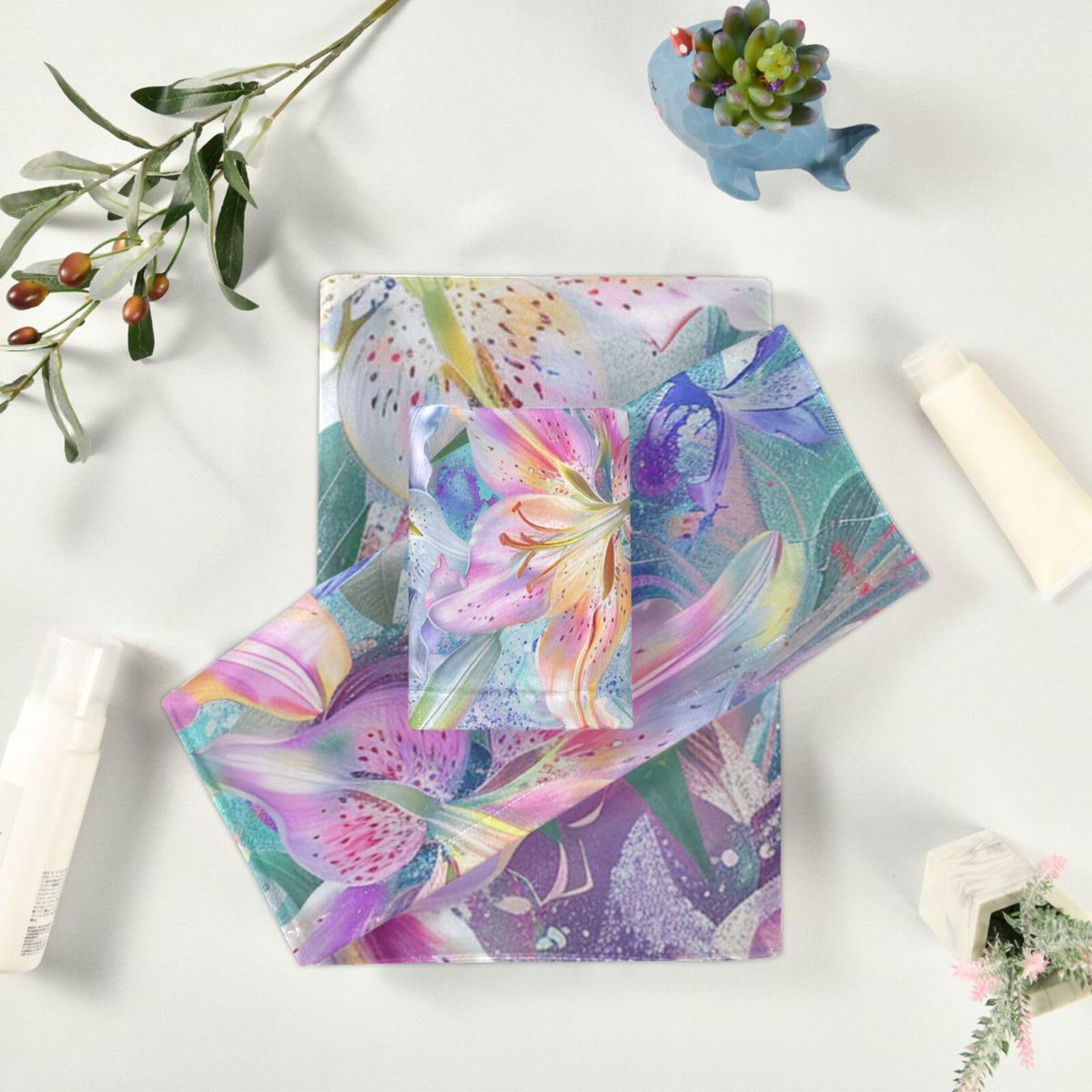 Boho kwiat kwiatowy retro jasne tajemnicze czyszczenie ręczniki do twarzy zestaw 3 sztuk, 1 ręcznik kąpielowy 1 ręcznik do rąk 1 ściereczka do jogi łazienki kuchni