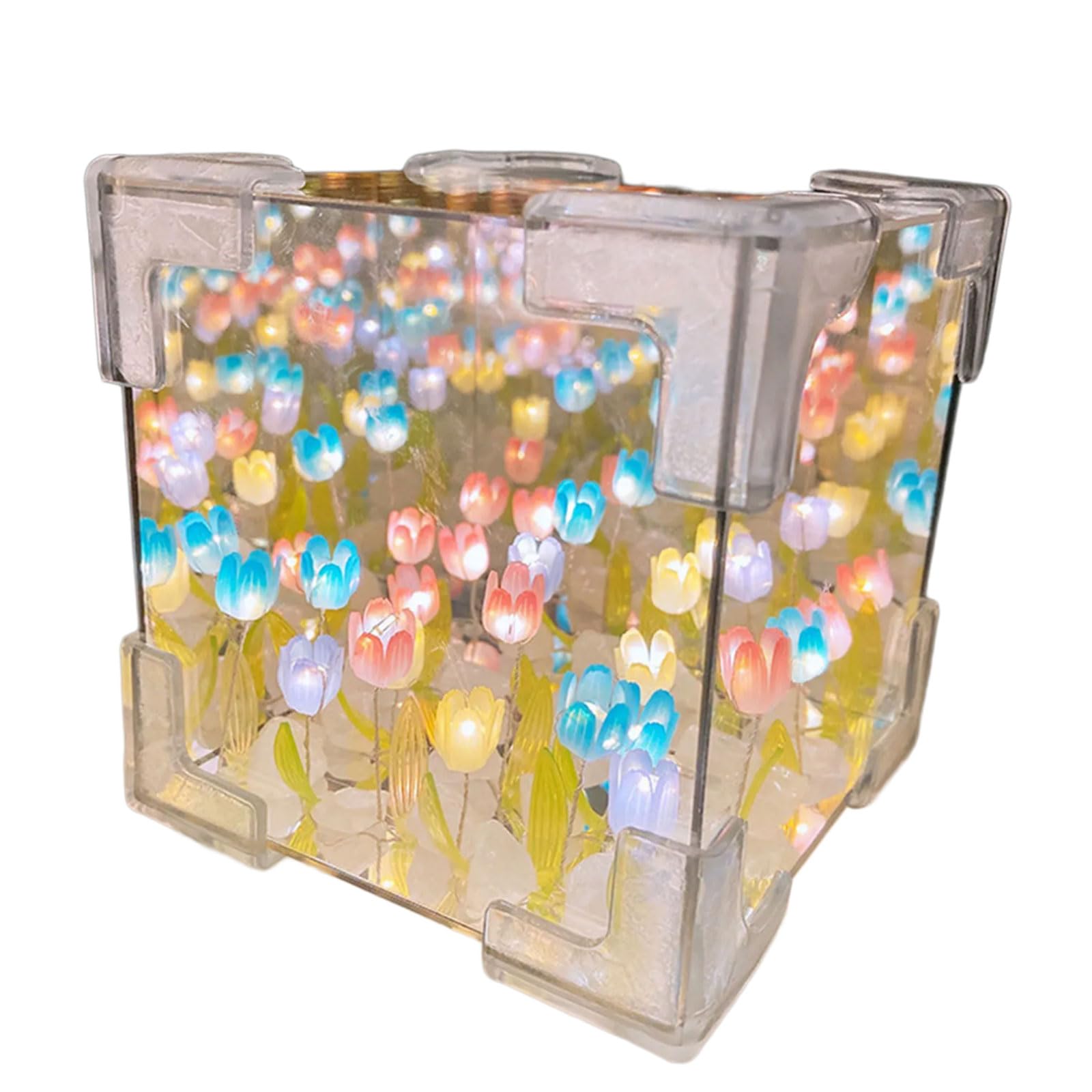 Hsioluted Do It Yourself Flower Acrylic Night Light Set Transform Lighting & Display Your Tastes Personalize Your Space Bedroom Flower Cube Lamp