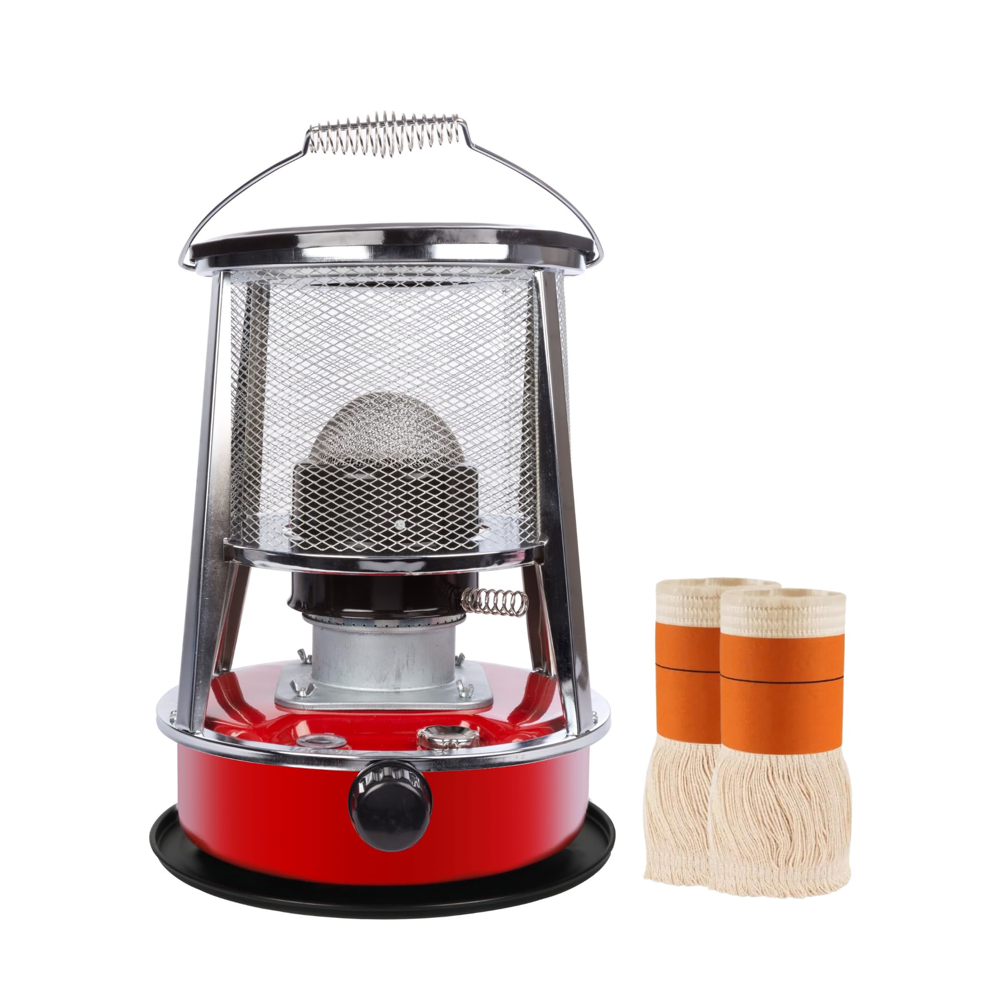 Perel Mobilny piecyk naftowy 2600 W z knotem/knotem + 2 zapasowe, przenośny piecyk olejowy do namiotu kempingowego, zbiornik 4,6 l, 18 godzin pracy, ekonomiczne ogrzewanie dodatkowe naftą bez prądu,