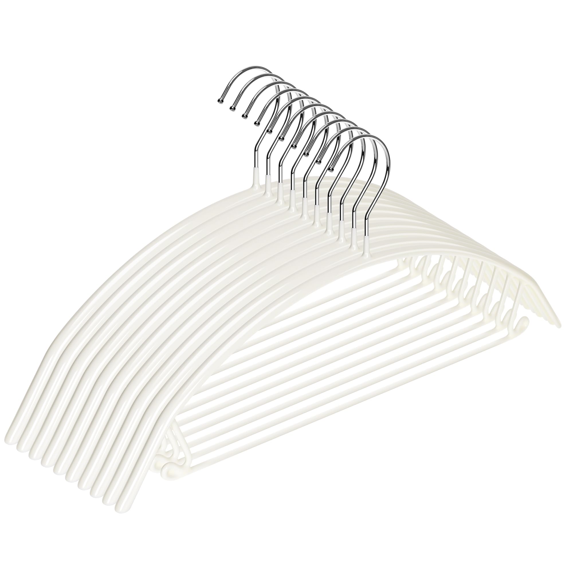 EssenFlolis 10 Pack No Shoulder Bumps Rubber Metal Coat Hangers