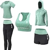 Women Workout Clothes Set 5 PCS Exercise Athletic Outfits Set