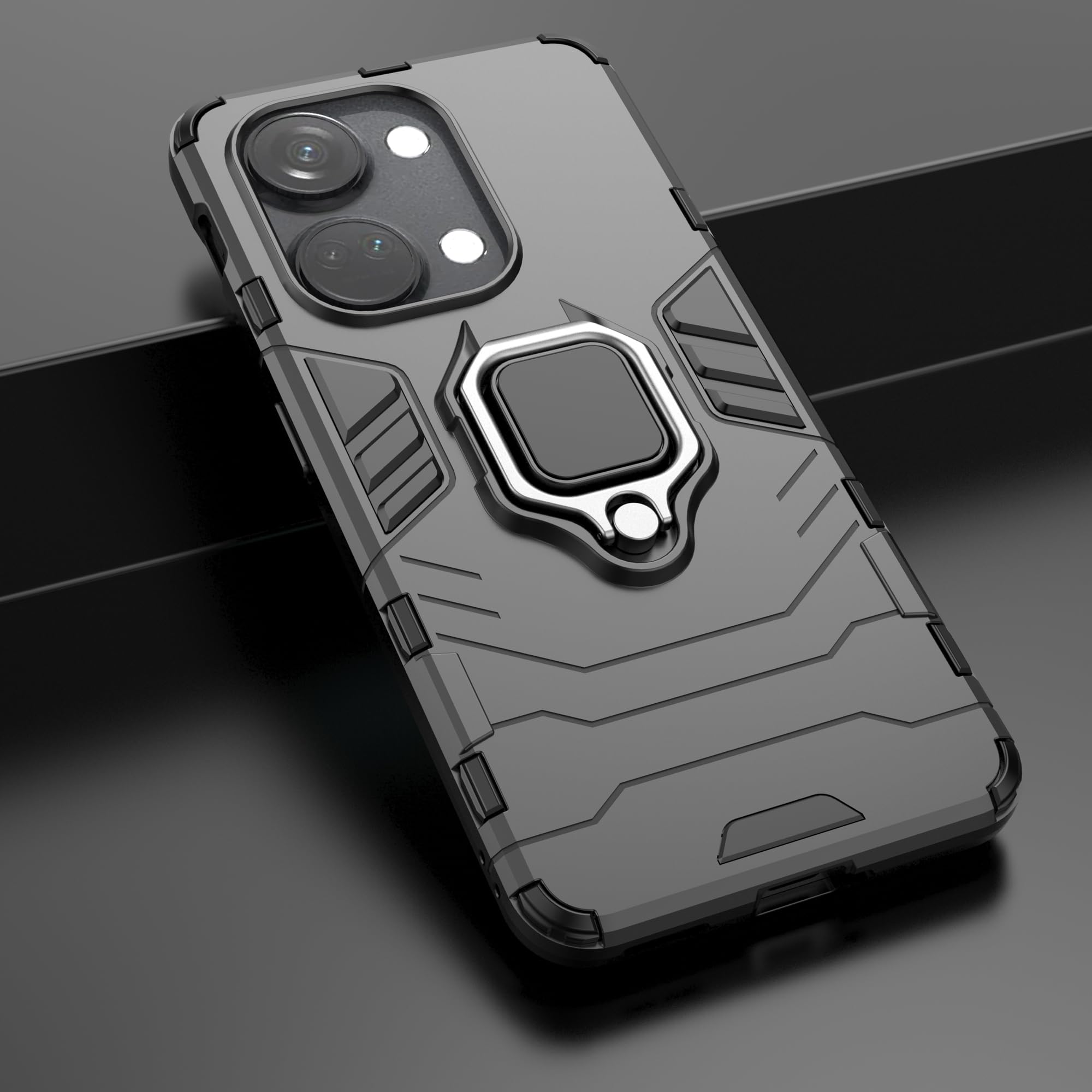 Custodia OnePlus Nord CE 5G Con Staffa Girevole 360° E Supporto Magnetico - Paraurti Misto PC+TPU, Nero