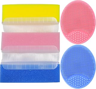 Baby Bath Brush, Cradle Cap Brush, Baby Bath Sponge Brush, Baby Care Essential for Dry Skin, Cradle Cap (Blue&Pink&Yellow)